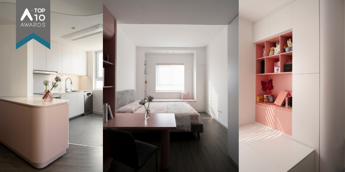 Cải tạo căn hộ mặt bằng méo, chéo góc bằng những đường cong mềm mại | Fein Architecture