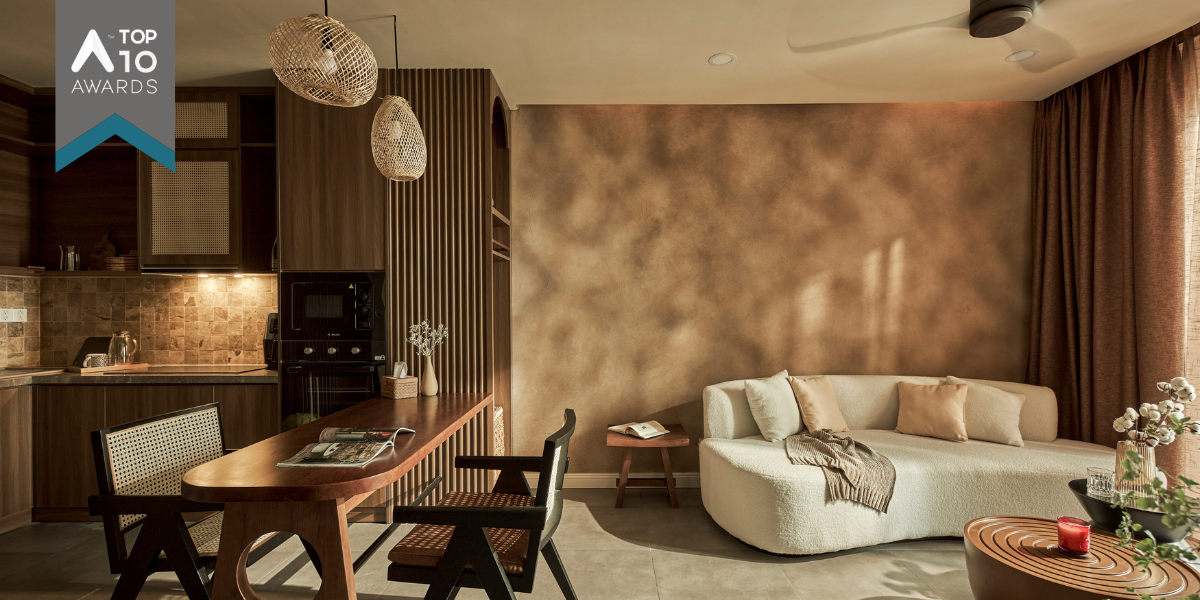 Phong cách Wabi Sabi Nhật Bản cộng hưởng sắc nâu trầm trong không gian căn hộ 75m2 | Tròn Decor