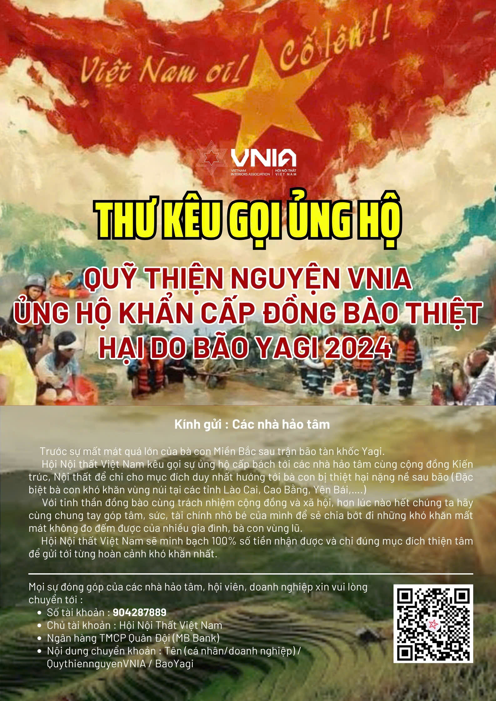 Hội Nội thất Việt Nam kêu gọi ủng hộ đồng bào thiệt hai do bão Yagi 2024